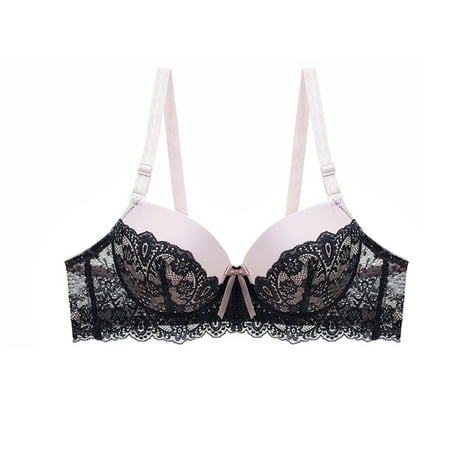 Padded Bras for Women Padded Bra Feature V-Neck Nursing Bra Style W-925 Black L