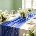 thumbnail image 5 of 70x200cm Sheer Mesh Table Runner with Gold Foil - European-Style Dining Table Decor for Weddings, Birthday Parties, Gatherings, Events - Polyester Decorative Tablecloth, 5 of 6