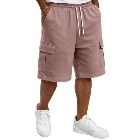 Dwellite Men's Cargo Shorts Drawstring Breathable Comfy Casual Outdoor Shorts for Hiking Gym Workout with Pockets Watermelon Red XL