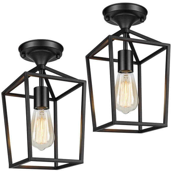 BesLowe 2-Pack Farmhouse Semi Flush Mount Ceiling Light Fixtures for Hallway, Industrial Close to Ceiling Lighting for Entryway K