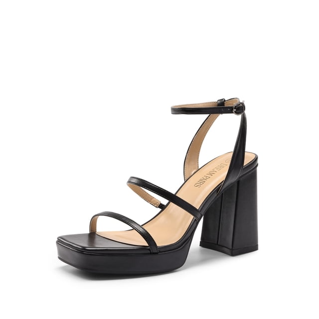 Sandalia DREAM PAIRS Tacones Plataforma 10 cm Taco Ancho Negro