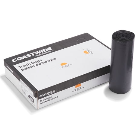 Staples Coastwide Professional 50-56 Gallon Trash Bag 43" x 46" Low Density 1.5 mil Black 100