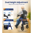 thumbnail image 4 of VOCIC Walkers for Seniors, Heavy Duty Rollator Walker with Seat, 350lb Capacity, Blue, 4 of 11