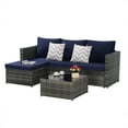 thumbnail image 5 of Aukfa Outdoor Patio Furniture Set - L shape Wicker Sectional Sofa with Coffee Table - Navy Blue Cushions, 5 of 8