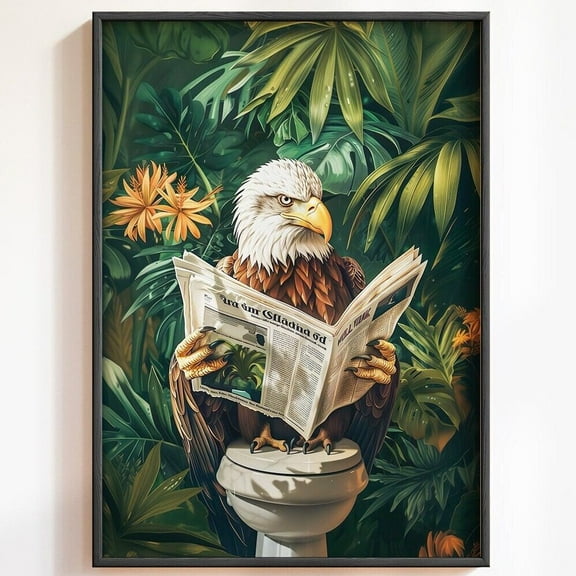 Kna Prints - 1 Pc Poster Botanical Eagle On Toilet Print, Funny Bathroom Decor Funny Toilet Poster Bathroom Prints Toilet Wall Art Bathroom Wall Art Animal On Toilet, UNFRAMED-8x12