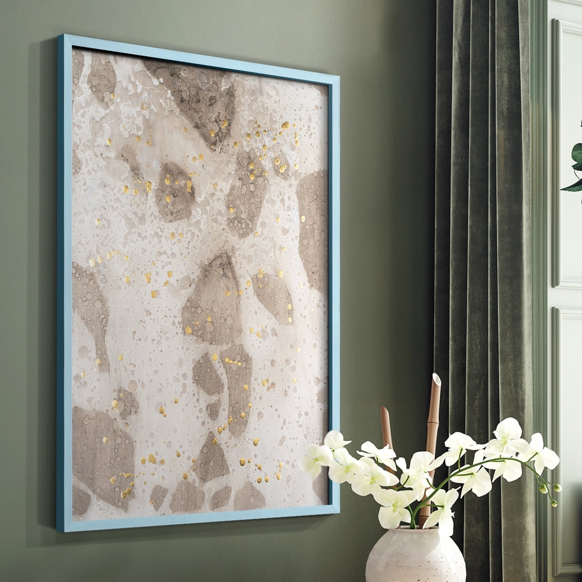 Chordata I Framed Print in Blue Solid Wood Framed Print No Nail Hanging