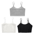 thumbnail image 2 of Miutii 3Pcs Cropped Tank Tops for Girls Spaghetti Strap Crop Top Basic Sports Cami Solid Color Black&White&Grey M, 2 of 9