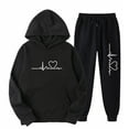 thumbnail image 2 of VBTAPA Sweatsuits for Women 2 Piece Set Trendy Heart Printed Hoodie Tracksuit Thin Fleece Lined Hooded Sweatshirt and Sweatpants Sets Black XL, 2 of 3
