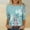 Light Blue summer tops 10, variant on USSUMA Women's 3/4 Sleeve Shirts Sunflower Print Round Neck Loose Tops Comfy Soft Blouses Summer Casual Pullover