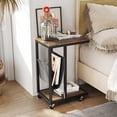 thumbnail image 4 of Patiojoy 2-tier Side Table C-shaped Bedside Table with Storage Pocket Lockable Casters, 4 of 9