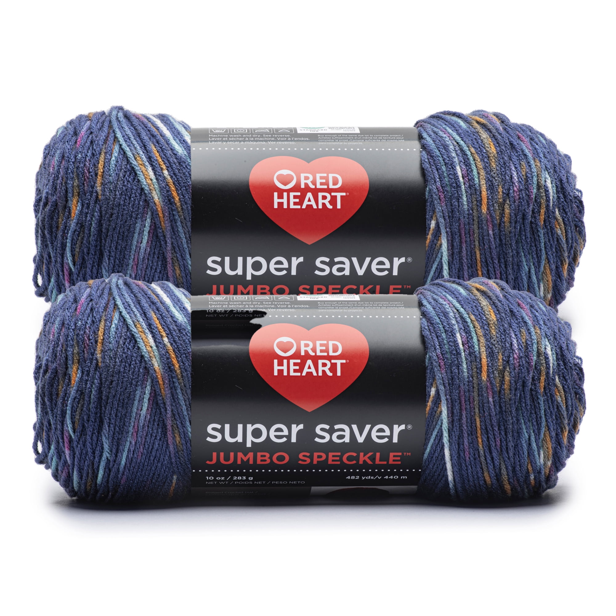 Red Heart® Super Saver® Jumbo Speckle 4 Medium Acrylic Yarn, Soft Navy