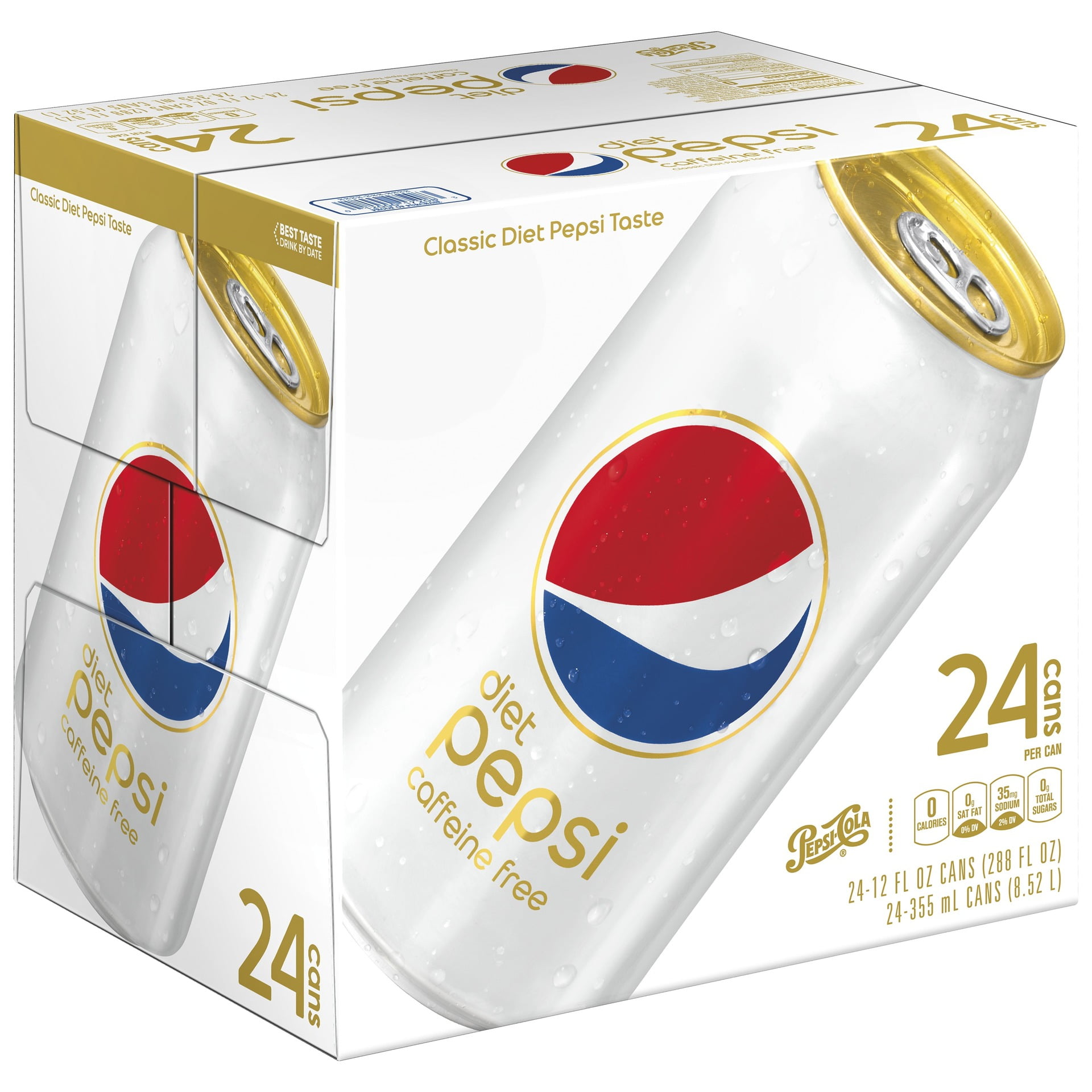 Diet Pepsi Caffeine-Free Original Cola Soda Pop, 12 fl oz (24 Cans)