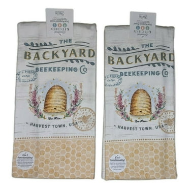 Set of 2 BACKYARD BEEKEEPING Bee Hive Terry Kitchen Towels by Kay Dee Designs