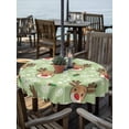 thumbnail image 2 of Outdoor Tablecloth with Umbrella Hole Zipper Christmas Green Round Tablecloth 60" Waterproof Outside Table Cloth Xmas Cute Elk Winter Leaves Cartoon Snowflake Patio Table Cover Tablecloths for Picnic, 2 of 8