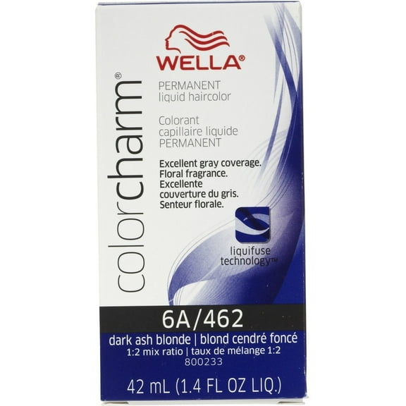 6 Pack - Wella COLOR CHARM, HAIR COLOR Liquid Haircolor 6a/462 Dark Smokey Ash Blonde, 1.4 oz