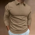 thumbnail image 2 of Rggeeun Mens Polo Shirts Male Fashion Solid Color Casual Stand Collar Stretch Vertical Long Sleeve Shirt Tops Lightweight, 2 of 5