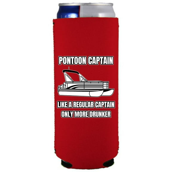 Pontoon Captain, Like a Regular Captain Only More Drunker Slim Can Coolie (Red)