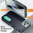 thumbnail image 2 of SaniMore for iPhone 11 Pro 6.1" 2019 Hybird Case, Rugged PC Back Shockproof TPU Shell Metal Hidden Kicksatnd Drop Resistant Anti-slip Heavy Duty Protective Case for iPhone 11 Pro, Darkblue+Mint, 2 of 8