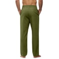 thumbnail image 4 of Inglocry Men's Casual Linen Cotton Pants Elastic Waist Summer Beach Trousers Lightweight Yoga Vacation Pants with Pockets Army Green XL, 4 of 5