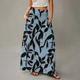thumbnail image 4 of Women's Flowy Bohemian Summer Maxi Skirt - Floral Print Lightweight Skirt with Elastic Waist for Beach, Picnics, and Casual Warm-Weather Wear,Blue 2XL, 4 of 5