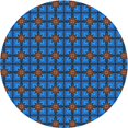 thumbnail image 1 of Ahgly Tapis Rond Lavable en Machine Intérieur Transitionnel Bleu Néon, 7 Pieds Rond, 1 of 7