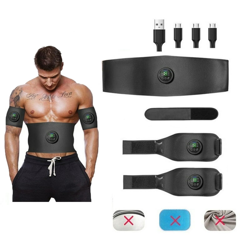 MDHAND Rechargeable EMS Abs Stimulator Ultimate Muscle Trainer Toner,  Electric Muscle Stimulation with Replacement Gel Pads 15 Pack for Arm and  Leg