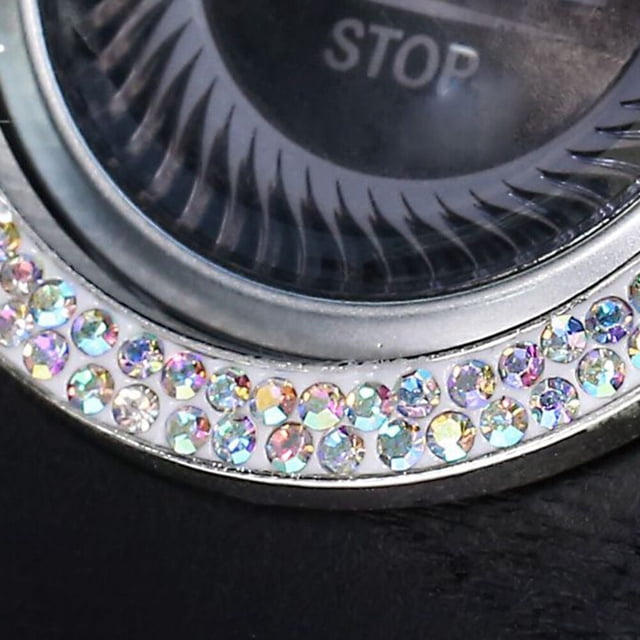 SHOWERORO 2Ud Anillo De Encendido Para Auto Con Pedrería Plateada Para De Motor