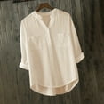 thumbnail image 2 of Timegard Womens Tops Notched V-Neck Button Long Sleeve Lightweight Tshirts Fall Casual Loose Tops Blouse, 2 of 5