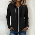 thumbnail image 3 of Ozmmyan Womens Lightweight Zip Up Hoodie Long Sleeve Drawstring Hooded Jacket Casual Solid Color Thin Coat, 3 of 6