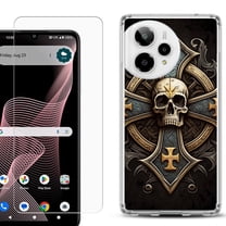 Phone Case for Cricket Icon Plus 2026, with Screen Protector, by OneToughShield - Skull Art
