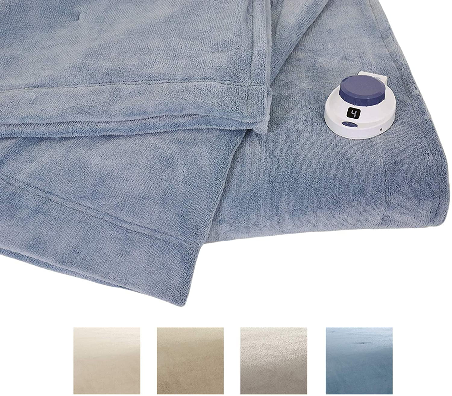Serta Low Volt Luxe Plush Electric Heated Warming Blanket King Sapphire