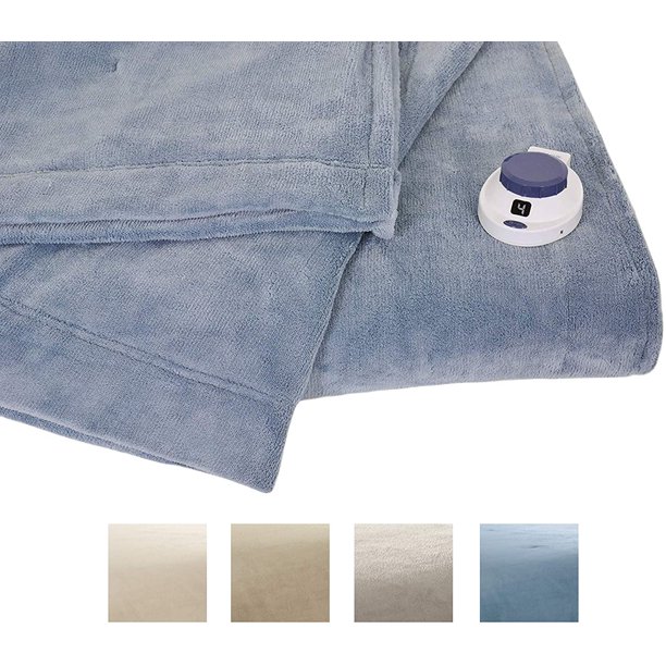 Serta Low Volt Luxe Plush Electric Heated Warming Blanket King Sapphire