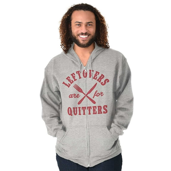 Left Overs Are for Quitters Unisex Fleece Graphic Zip Up Hoodie Brisco Brands 2X