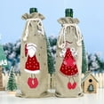 thumbnail image 3 of harmtty Xmas Linen Drawstring Red Wine Bottle Cover Champagne Bag Holiday Party Decor, 3 of 7