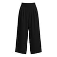thumbnail image 4 of cocolona Womens Summer Casual Pleated Palazzo Pants Elastic Waist Straight Wide Leg Cropped Pants with Pockets, 4 of 5