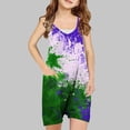 thumbnail image 1 of Sentmoon Girls Overalls V Neck Spaghetti Strap Short Rompers Independence Day Print Side Pockets Sleeveless Loose Jumpsuits Fourth of July Summer Comfy Kids for Tropical Vacation Purple 13 Years, 1 of 3