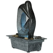 Modern Silhouette 10 High Small Zen Indoor Outdoor Decor Faux Stone Tabletop Fountain with Light LED Outside