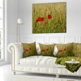 thumbnail image 2 of Designart Red Poppy Flower Field Background - Flower Throw Pillow - 18x18, 2 of 4
