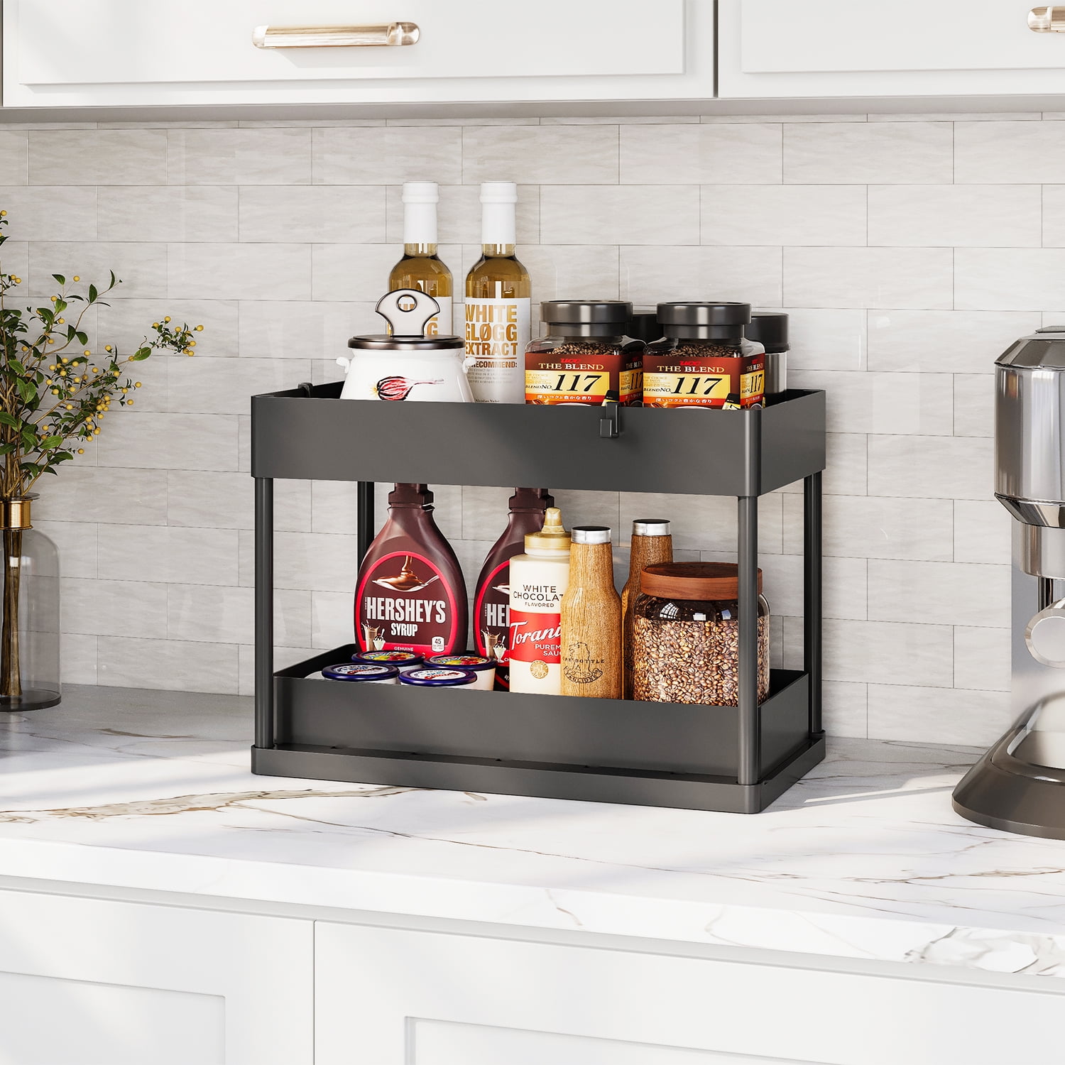Storage Bud Under Sink Organizer and storage, Pull Out Bathroom Cabinet Organizer, Under Sink Storage for Kitchen Bathroom Cabinet, Under Cabinet Organizer, Black