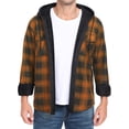 thumbnail image 4 of GIRUNS Men's Plaid Shirts Jacket Fleece Flannel Lined Long Sleeve Shirts Sherpa Button Down Coat With Hood Black Orange XL, 4 of 9