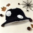 thumbnail image 2 of Mushroom Crochet Bucket Hat with White Dots, Adult Knit Winter Beanie, Cute Cold Weather Headwear, 2 of 4