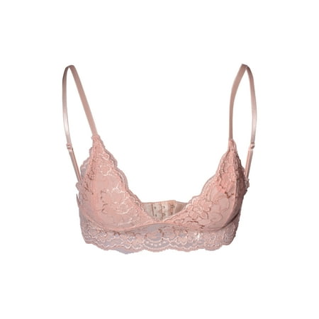 - TheLovely Semi-Sheer Full Lace Adjustable Strap Wire Free Bralette with Hook Clasp