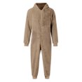 thumbnail image 3 of ZHOGXU Mens Jumpsuit Solid Color Zip Front Hooded Pajamas With Pocket Warm Relaxed Fit Romper Loungewear,Coffee,XXXL, 3 of 6