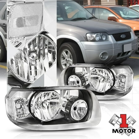 Chrome Housing Headlight Lamp Clear Turn Signal Reflector For 05 07