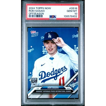 Roki Sasaki Dodgers Offseason 2024 Topps Now Rookie Card #OS16 PSA 10 Gem Mint