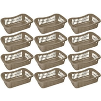 YBM Home Plastic Storage Basket Bin and Drawer Organizer, 17.75” x 11.5” Brown (12-Pack)