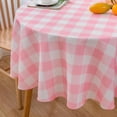 thumbnail image 3 of Pink Gingham Tablecloth 60" Round Tablecloth - Polyester Pink and White Checkered Plaid Table Cover Reusable Water Resistant for Spring Summer Holiday Picnic Dinner Table Decoration, 3 of 6