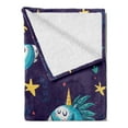 thumbnail image 2 of Saying Soft Flannel Fleece Throw Blanket, 2 Unicorns Flying in Night Sky Childhood Fantasy Fairytale Themed Cartoon, Cozy Plush for Indoor and Outdoor Use, 70" x 90", Multicolor, by Ambesonne, 2 of 5