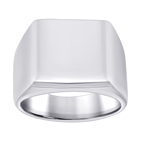 Stainless Steel Mens Square Signet Polished Plain Band Comfort-Fit Fashion Band Ring 18mm Wide Size 12 Wedding Band for