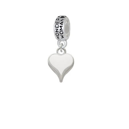 Small Long White Heart - Wonder Woman Charm Bead
